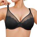 Popilush Minimizer Bras for Women Plus Size Full Coverage Lace Underwire Support Push Up Bra for Heavy Breast Everyday Wear Size 38DD