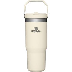 STANLEY IceFlow Stainless Steel Tumbler with Straw - Vacuum Insulated Water Bottle for Home, Office or Car - Reusable Cup with Straw Leak Resistant Flip - Cold for 12 Hours or Iced for 2 Days (Cream) (30 Ounces)