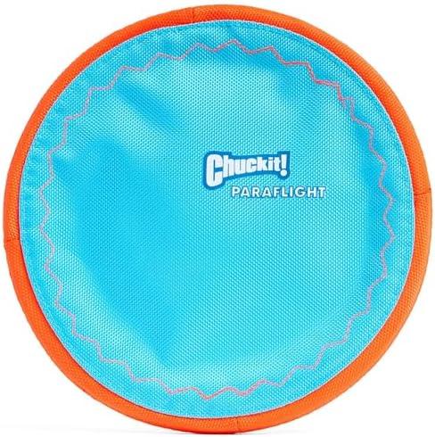Chuckit! Paraflight Flying Disc Dog Toy - Water Floating Flyer - Durable Nylon Construction with Soft Rubber Edges - For Medium and Large Dogs - Size Large - 9.75" L x 9.75" W - Pack of 1