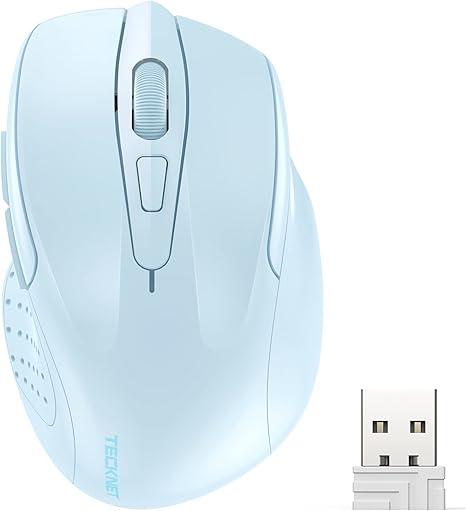 TECKNET Wireless Mouse, 2.4G Ergonomic Optical Mouse, Computer Mouse for Laptop, PC, Computer, Chromebook, Notebook, 6 Buttons, 24 Months Battery Life, 2600 DPI, 5 Adjustment Levels  Green