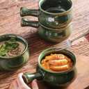 vicrays French Onion Soup Bowls With Handles, 26 Ounce for Soup, Chili, Beef Stew, Chip Resistant, Dishwasher Microwave Safe, Set of 4 (Green)