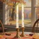 Fall Flameless Taper Candles with Remote & Timer, 11 Inch Pure Hand-Made Embossed Craft Maple Leaf LED Taper Candles for Home Party Autumn Decorations, Set of 2