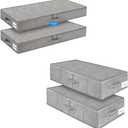 punemi Under Bed Storage Containers, 2 Pack 4.5 Inch Tall Low Profile Underbed Clothes Storage Organizer Bin Under Bed Storage, 2 Pack Underbed Storage Container Bags With Lid