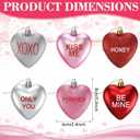 12 Pcs 3.2" Large Valentine's Day Heart Ornaments for Tree 6 Styles, Red Pink Silver Glitter Hanging Decorations with Sweet Love Words Shatterproof for Galentines Day Wedding Party Supplies