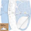 KeaBabies 3-Pack Baby Swaddle Sleep Sacks with Zipper - Newborn Swaddle Sack, Baby Swaddles Sleep Sack 0-3 Months (Abc Land Cloud)