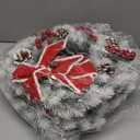 Giegxin 2 Pcs Christmas Lighted Wreath with Pinecones Red Berries Snowflake Decor and Large Red Bowknot Christmas Outdoor Wreath with LED Warm Lights for Xmas Winter Holidays Decoration (Elegant)