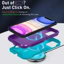 Xmon for iPhone 11 Magnetic Case [Compatible with MagSafe] Tempered Glass Screen Protector with Camera Lens Protector Phone Case Cover for Apple iPhone 11 (Magnetic Aqua Purple)