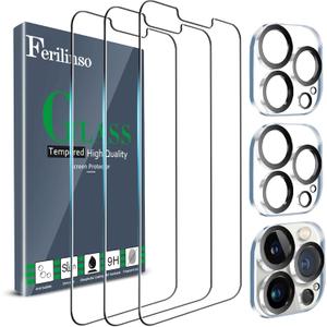 Ferilinso 3 Pack Screen Protector for iPhone 13 Pro with 2 Pack Tempered Glass Camera Lens Protector Phone Case Friendly Ultra Accessories Protector de Pantalla for Apple iPhone 13 Pro Ferilinso 3 Pack Screen Protector for iPhone 13 Pro with 2 Pack Tempered Glass Camera Lens Protector Phone Case Friendly Ultra Accessories Protector de Pantalla for Apple iPhone 13 Pro