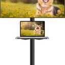 Mobile TV Carts on Wheels for 21-60 Inch Flat/ Curved Panel Screens TVs - Height Adjustable Floor Trolley Stand with Shelf Holds up to 77lbs - Max VESA 400x400mm, Black