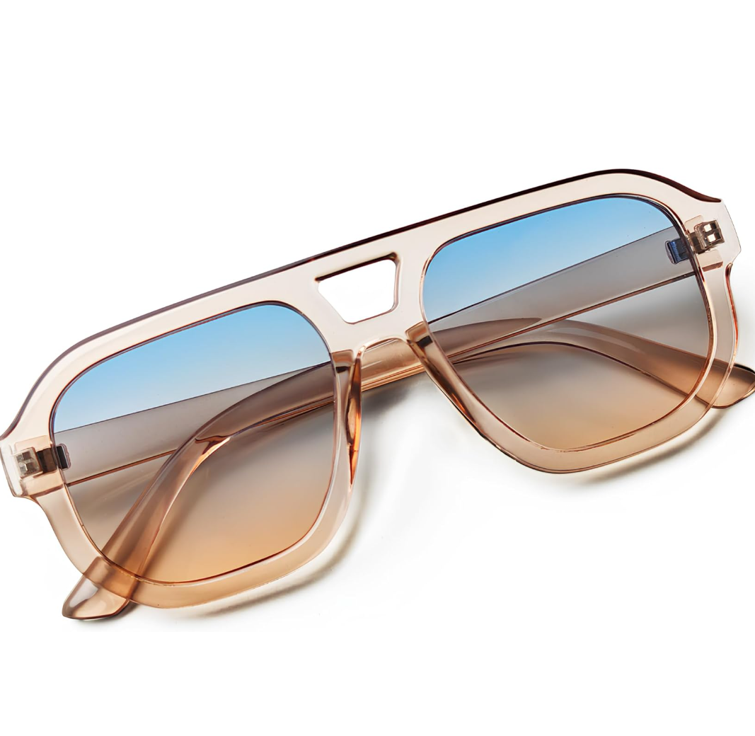 livho Trendy Polarized Square Aviator Sunglasses Women Men Square Eyewear Frame, Retro Sun Glasses for Women Men 2025 Shades