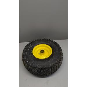 1PCS 15x6.00-6 Lawn Mower Tires, 4 Ply Tubeless 15x6-6 Front Tire Assembly Replacement for Craftsman/John Deere/Cub Cadet Riding Mowers,570lbs Capacity,3" Offset Hub,3/4" Bushing