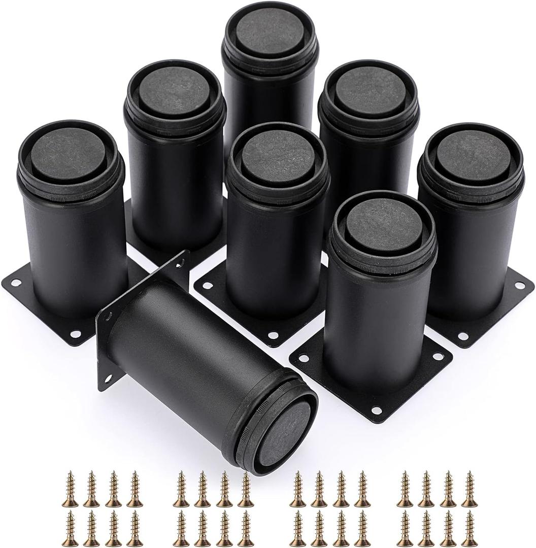 OwnMy 8PCS 4 Inch Stainless Steel Furniture Legs Feets Adjustable Metal Cabinet Desk Legs, Black Round Metal Furniture Risers Coffee Table Replacement Legs Heavy Duty Sofa Legs TV Stand Dresser Legs OwnMy 8PCS 4 Inch Stainless Steel Furniture Legs Feets Adjustable Metal Cabinet Desk Legs, Black Round Metal Furniture Risers Coffee Table Replacement Legs Heavy Duty Sofa Legs TV Stand Dresser Legs