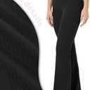 keriffe Women's Flare Yoga Pants Ribbed Seamless High Waisted Workout Bootcut Leggings Tummy Control (Black, XS)