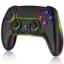 Wireless Pro Controller For PS-5/PC/MAC/iOS/Android/Steam Deck, Gamepad with 7 Variable Color RGB Lights/Hall Effect Joystick/Dual Vibration/Turbo/Programmable/Headset Jack/Touchpad/1500 MAH Battery (Black)