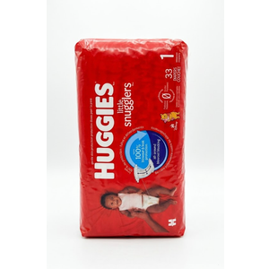 Huggies Little Snugglers Baby Diapers, Size 1.   33 Ct, Newborn Diapers