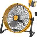 16" Battery Operated Floor Fan for Dewalt 20V Max Battery, Portable Fan with AC Adapter and USB Output, Metal Industrial High Velocity, Stepless Speed Cordless Fan for Jobsite Garage Camping Emergency