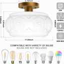 Semi Flush Mount Ceiling Light, Upgraded Larger Milk Glass Shade Modern Ceiling Light Fixture, Vintage Gold Lighting for Hallway Bedroom Entryway Kitchen Porch, 11.03 inch