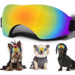 Small Dog Sunglasses, Dog Goggles with Adjustable Strap, UV Protection, Suitable for Small Dogs (Smooth style-Multi-colored)