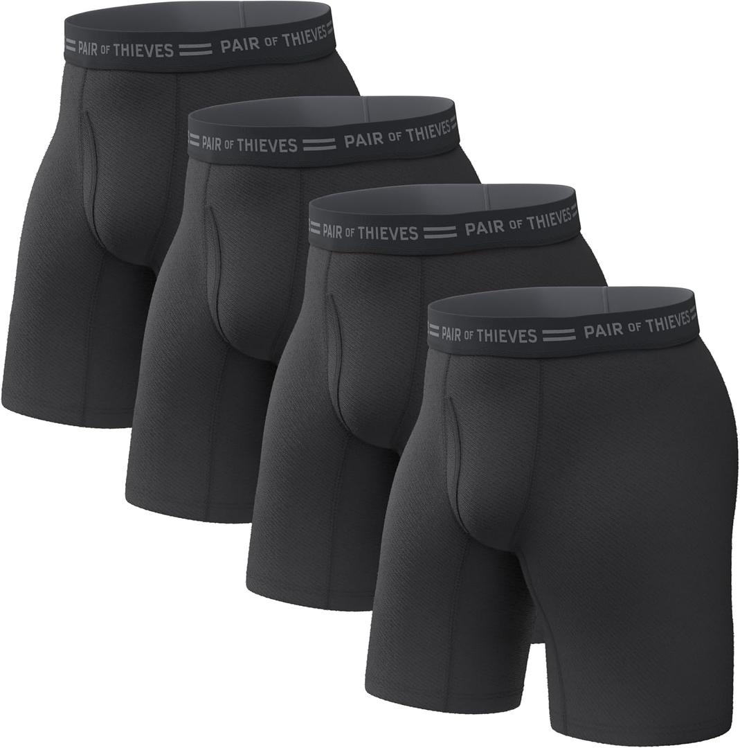 Pair of Thieves Men Every Day Kit Long Boxer Briefs | Underwear for Men | Soft, Tagless, Cotton Blend | Moisture Wicking