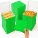 50 Pcs Mini Pizza Boxes Mini Dessert Boxes5.1 x 5.1 x 0.78 inches for Parties, Bakeries, and Food Delivery,CelebrationsChristmas Birthdays (Green)