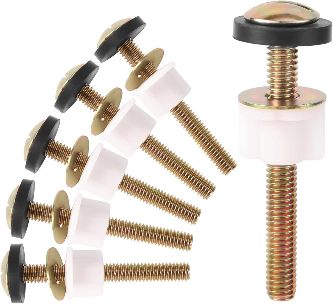 6 Pack Toilet Seat Screws Replacement Kit, Heavy Duty Universal Toilet Seat Bolts Fastener Compatible with Kohler Standard TOTO, with Plastic Nuts & Washers Parts Fixing Hardware