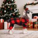 4 Pack Dog Pajamas Soft Lightweight Dog Recovery Suit Onesie Clothes for Small Medium Large Female Pet Boys Girls Dogs Cats, Red+Green+khaki+Plaid, L (Back: 11",Chest: 15.7", 8-12lbs)