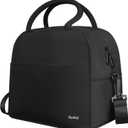 Naukay Large Lunch Bag Insulated Lunch Box for Women and Men, Light Durable Tote Bag with Adjustable Shoulder Strap for Office Work Picnic Hiking Beach Fishing-(Black)