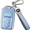 for Honda Key Fob Cover with Keychain, Car Key Case Shell Protector for Honda Accord | Civic | Pilot | CRV Passport Insight EX Fit Odyssey | 2015-2021 | 5 Buttons, Blue