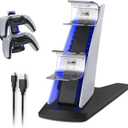 LEPEYMDA PS5 Charging Station with Blue LED Light  Fast Charging Dock for PS5 Controllers, Dual Charging Ports with Charger Cable, Compact & Sleek Design Charging Stand for Controllers