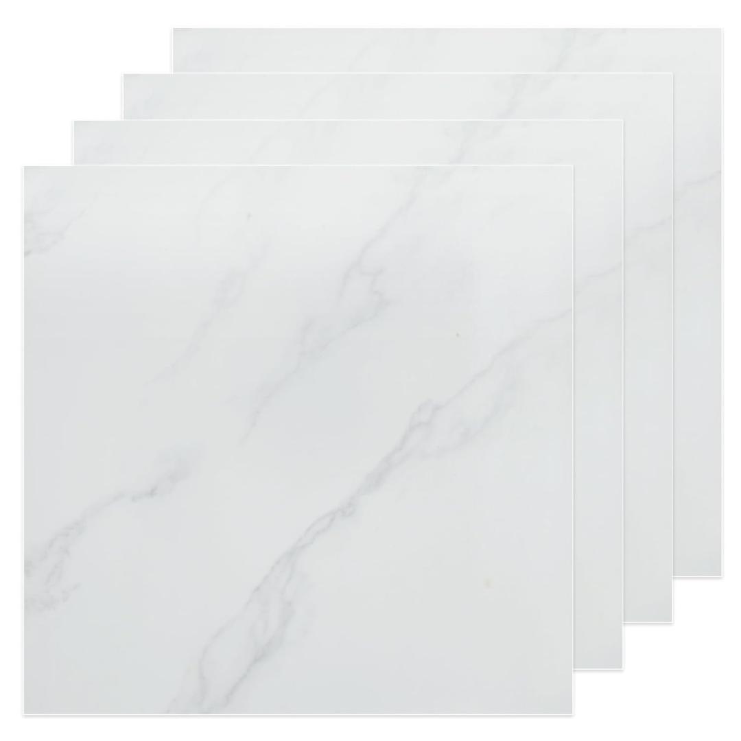 AKOLAFE 40 Sheet Vinyl Flooring 12x12 Inch Peel and Stick Floor Tile Waterproof White Marble Vinyl Floor Tiles Clearance Self Adhesive Floor Tiles Sticky Laminate Flooring Stick on Bathroom Kitchen RV