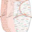 SwaddleMe by Ingenuity Original Swaddle, 100% Cotton, Improves Sleep & Calms Startle Reflex, 0-3 Months, 1.0 TOG, 3-Pack, Baby Swaddle Blanket - Coral Days