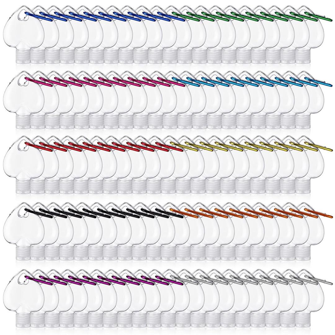 100 Pcs Traveling Bottles with Keychain 2oz Clear Keychain Bottle Plastic Empty Refillable Liquid Packing Container Squeeze Plastic with Lid for Liquid Cream (Heart) 100 Pcs Traveling Bottles with Keychain 2oz Clear Keychain Bottle Plastic Empty Refillable Liquid Packing Container Squeeze Plastic with Lid for Liquid Cream (Heart)