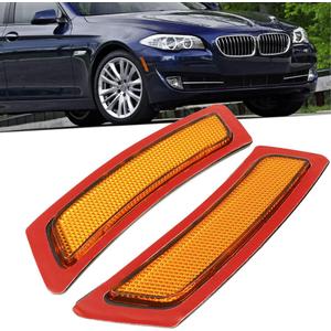 Front Bumper Side Marker Lights Reflector Compatible with 2011-2016 BMW F10/F11 5 Series 528i 528ix 535i 550i(Amber Lens)