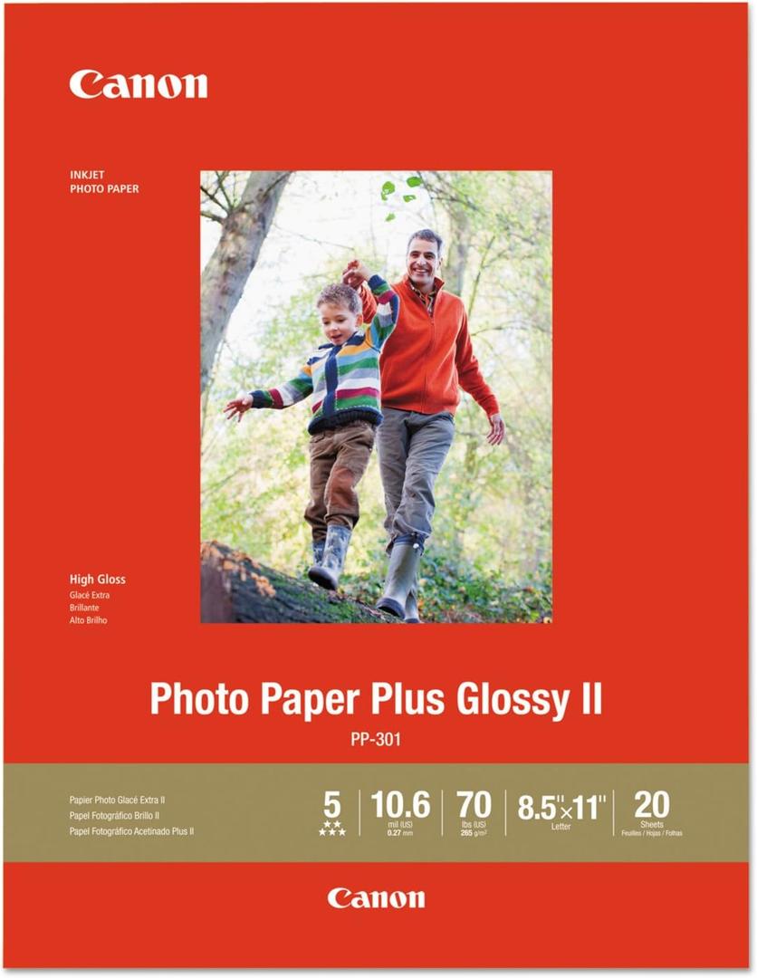 CanonInk 1432C003 Photo Paper Plus Glossy II 8.5" x 11" 20 Sheets