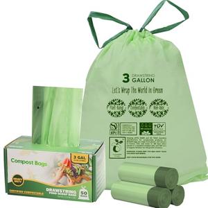 3 Gallon Compostable Trash Bags with Drawstring, Heavy Duty Extra Thick 1 Mil, 11.36 Liter, 50 Bags, Small Kitchen Food Scrap Waste Bag, US BPI and OK Compost Home Certified(3 Gallon 50 Count)