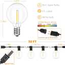Svater Outdoor String Lights 50 FT, Patio LED Lights Outside with 26pcs Bulbs, Waterproof Shatterproof Hanging Globe Light Connectable for Bistro Cafe Backyard Balcony Warm White