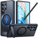 TORRAS Strong Magnetic & Seamless Stand for Samsung Galaxy S25 Ultra Case, Fit for MagSafe, Mil-Grade Drop Protection, Kickstand for Samsung Galaxy S25 Ultra Case, Translucent Back/Black Edge