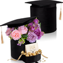 Supervitae 2 Pack 2026 Graduation Cap Flower Gift Boxes Class of 2026 Graduation Hat Box, 7 x 6.5 in Empty Container Gift Box for Grad Ceremony Party Activities Celebrations(Round, Black)