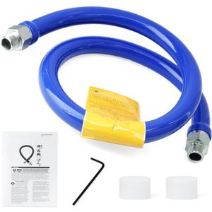 3/4" x 48" Flexible Gas Hose Compatible with Commercial Kitchen Equipment Quick Connect Fuel Line, Mobile Connector Designed for Appliance Cleaning and Moving