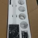 40.15'' Large Farmhouse Dining Room Light Fixture, 6-Light Kitchen Island Lighting, Black and Rustic Wood Adjustable Farmhouse Chandeliers for Dining Room Pendant Light Fixture, 6 Clear Glass Shades