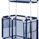 Pool Toy Storage Bin with Noodle Holder for Rafts Vests Balls Floaties Towels