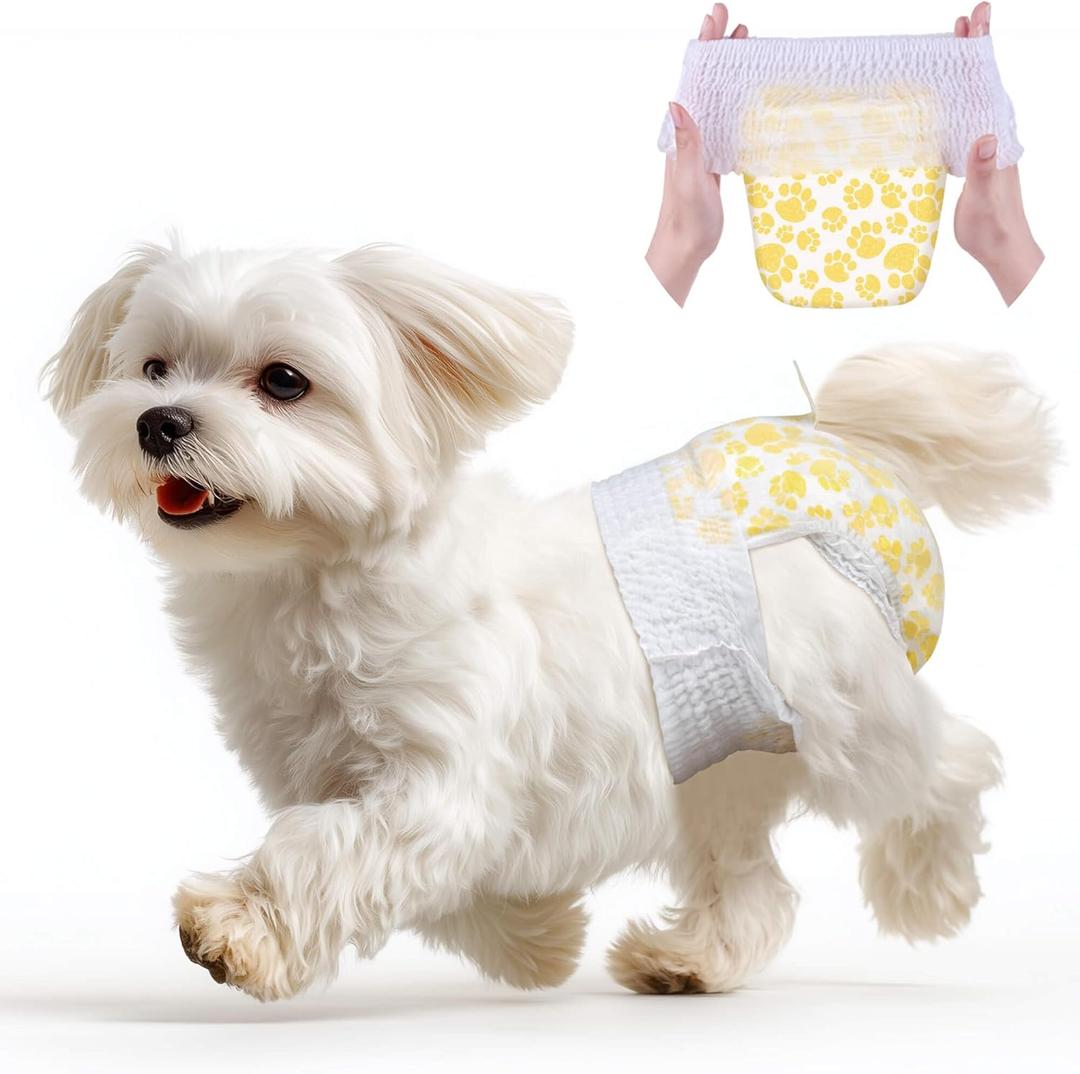 Dono Dog Diapers Female with Stretchy Waist-32Pcs, Disposable Full Wraps Female Puppy Dog in Heat Period Diapers, 360 Leak-Proof Super Absorbent Doggie Puppy Diaper