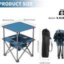 Folding Camping Table, Portable Outdoor Picnic Table, Lightweight Square Camp Table with Built-in 4 Cup Holders Food Basket and Travel Bag for Barbeque Beach Camping and Tailgate Blue
