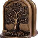 Vintage Bronze Finish Tree of Life Bookends Set, 2 Non-Skid Heavy Bookends for Shelves or Bookcase, Decorative Bookends for Desktop Shelf Decor, Library Office Decor, Home Décor Gift