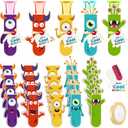 25 Set End of Year Gifts Ice Pop Holder Bulk Felt Freeze Pop Sleeves Bags Cool Summer Cards with Ribbon for Graduation Ice Cream Pool Birthday Party Favor (Monster)