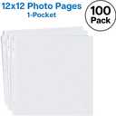 Dunwell Scrapbook Refill Pages 12x12 - (100 Pack) Super Heavyweight, Fits 3-Ring Scrapbooking Binders, Standard 12 x 12 Photo Album Pages, Sheet Protectors, Paper Inserts Not Included