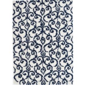 Mason Brooks Indigo Shag CG35A Noctourne Navy Geometric Transitional White Area Rug, 2'6" X 4'