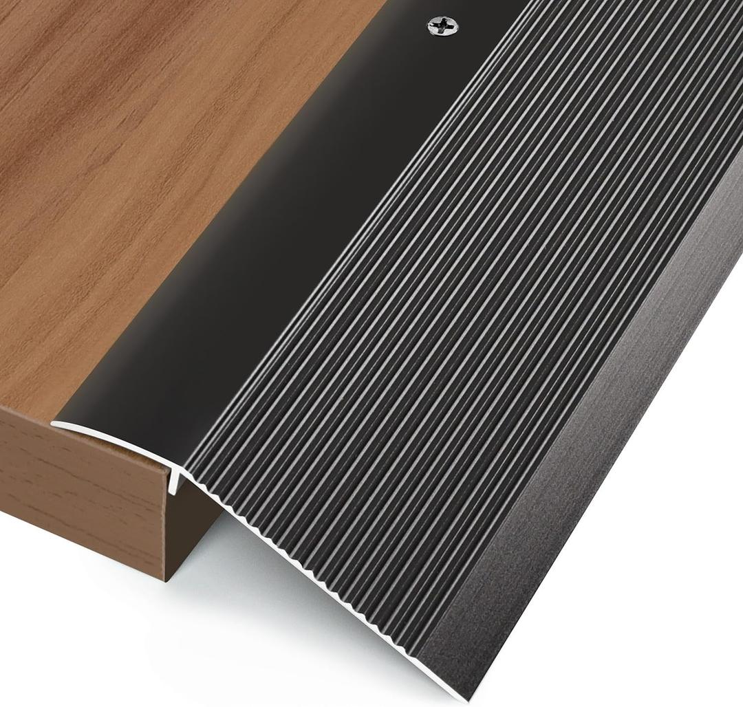Aluminum Floor Transition Strip, Door Thresholds Bridge The Height Less Than 1.6, for Tile, Hardwood, Laminate, Vinyl, Concrete, Size 363.90.35 (Black)