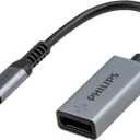 Philips USB C to DisplayPort Adapter, [8K UHD @ 60Hz 4K HD @ 144Hz] Type C USB C Adapter 32.4 Gbps Data Transfer Speed for MacBook Pro MacBook Air, iPad Pro, XPS 15/13, Spectre, Surface, SWL9753S/37