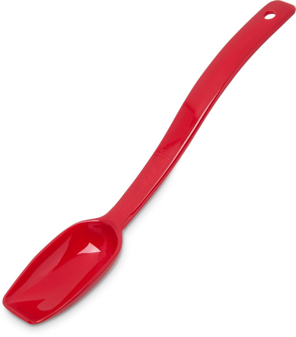 Carlisle FoodService Products Plastic Solid Spoon, 9 Inches, Red, 0.5 oz (Pack of 12)